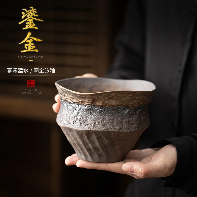 高端陶瓷鎏金铁釉茶渣缸废水缸茶洗缸高档大气洗桌面摆件茶道配件
