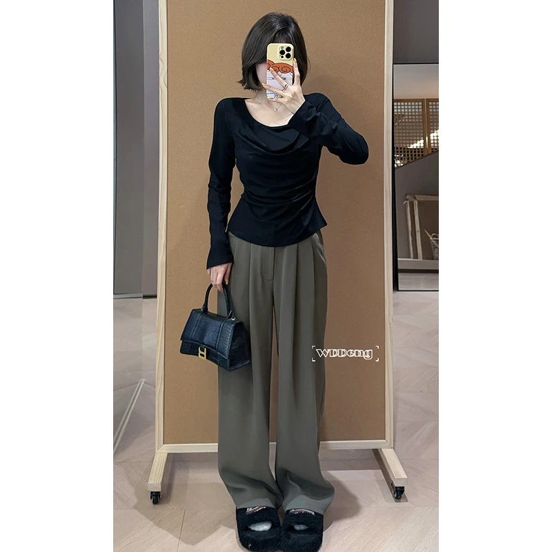 王等等【错位时空】春季时尚显瘦垂感百搭质感西装裤U225K01322