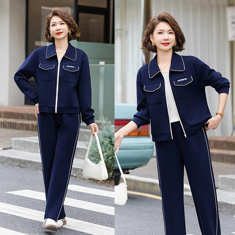 香狐2025年春装新款妈妈装休闲舒适套装中老年女装洋气时尚宽松