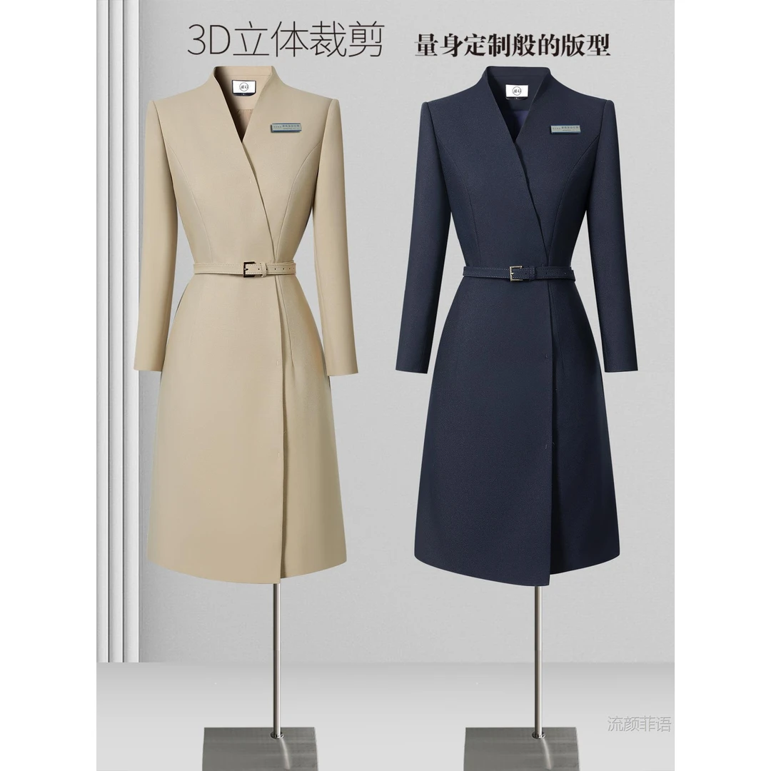 秋季职业连衣裙女高级感气质收腰职场通勤上班售楼部珠宝店工作服