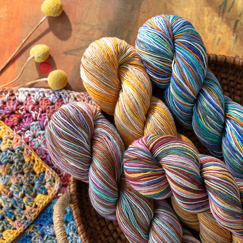 苏苏姐家印象斑斓棉线手工钩针棒针编织diy帽子衣服包包毛线团