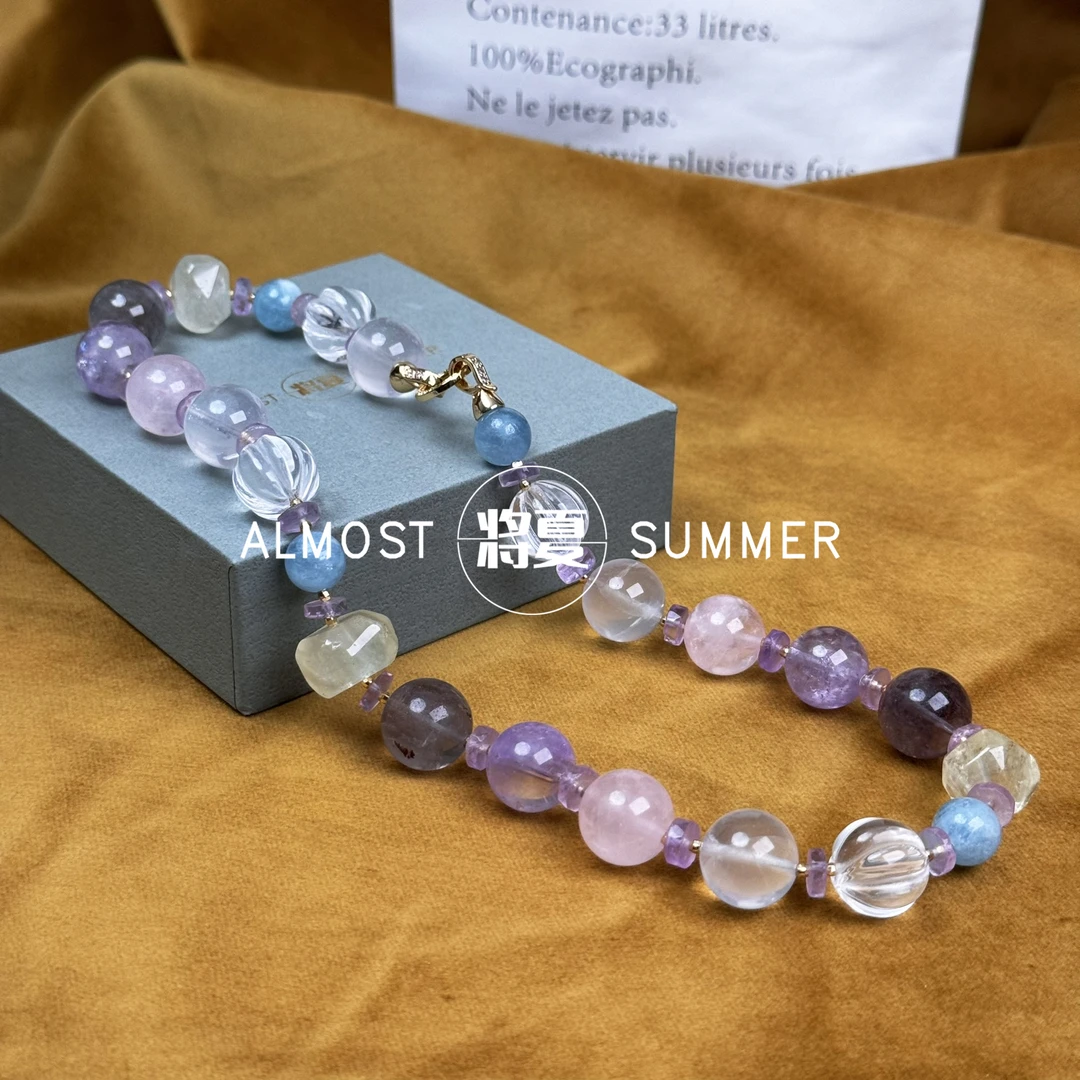 合金项链 【夏金气泡】将夏-浅色系多宝大珠项链10-14mm小众轻奢