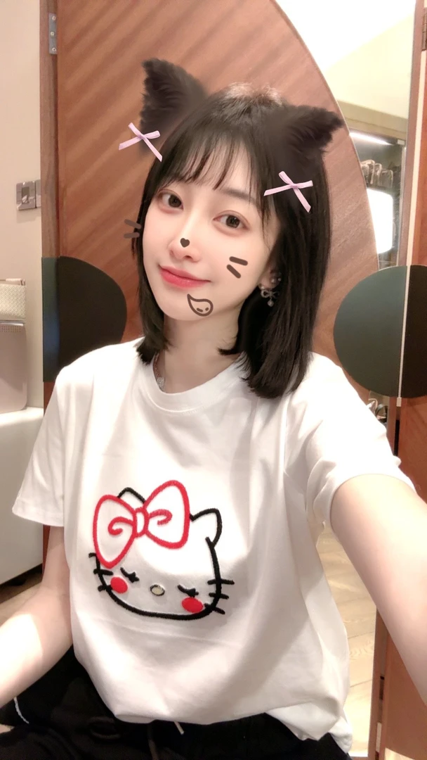 【张静芝】毛刷绣猫咪短袖T恤