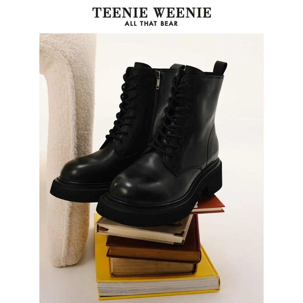 【赵老板专属】TeenieWeenie小熊女鞋马丁靴增高靴真皮酷飒鞋子0377
