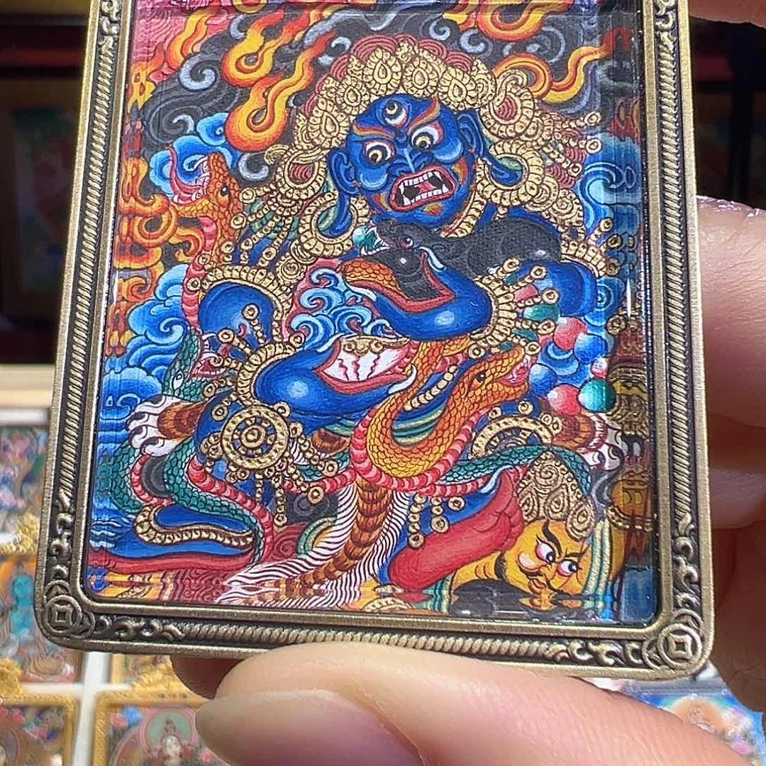 吊坠手绘热贡唐卡黑财神