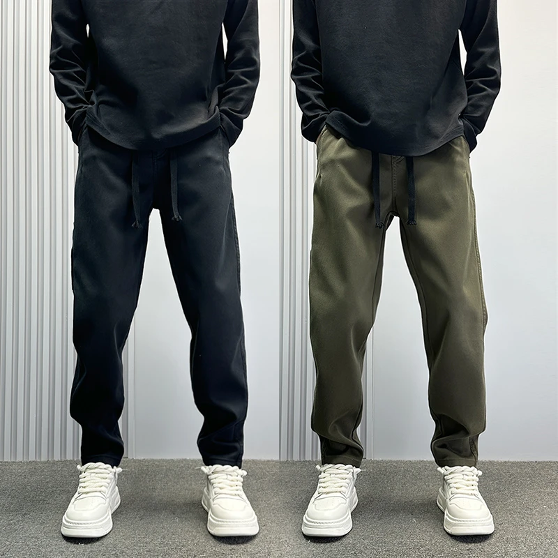 修身帅气休闲裤男2025新款直筒小脚裤痞帅潮牌弹力九分微锥哈伦裤