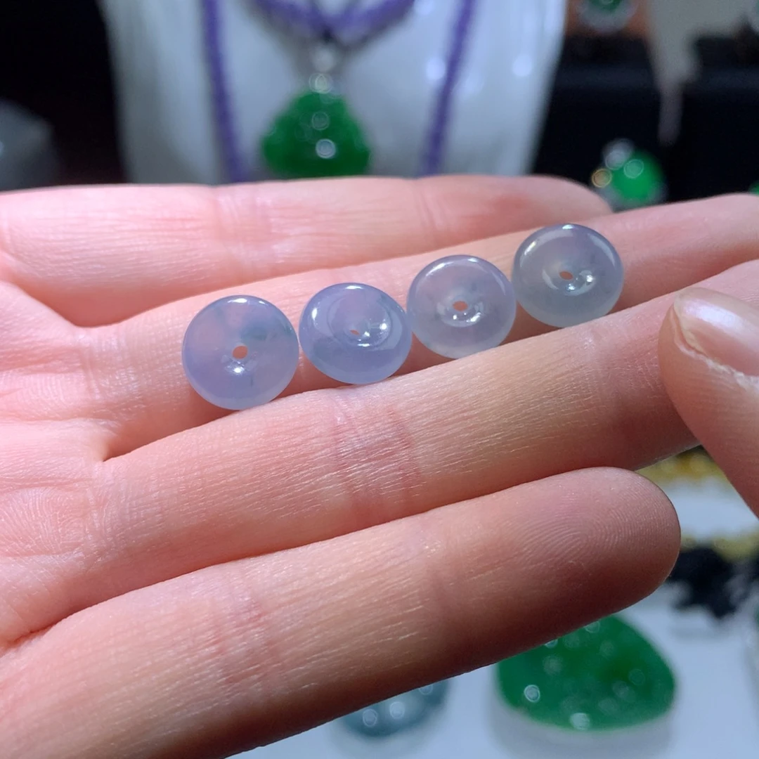 翡翠裸石平安扣耳饰