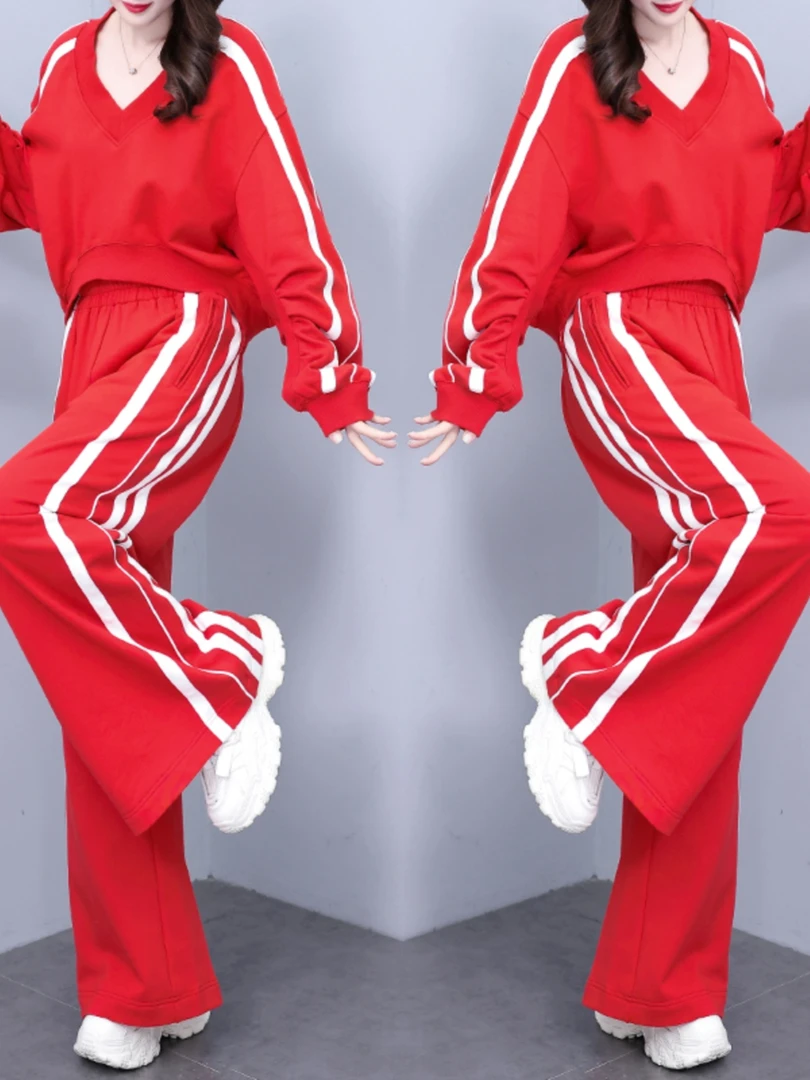 2025超火秋装一整套干练气质轻奢高级感韩里韩气通勤红色套装裤女