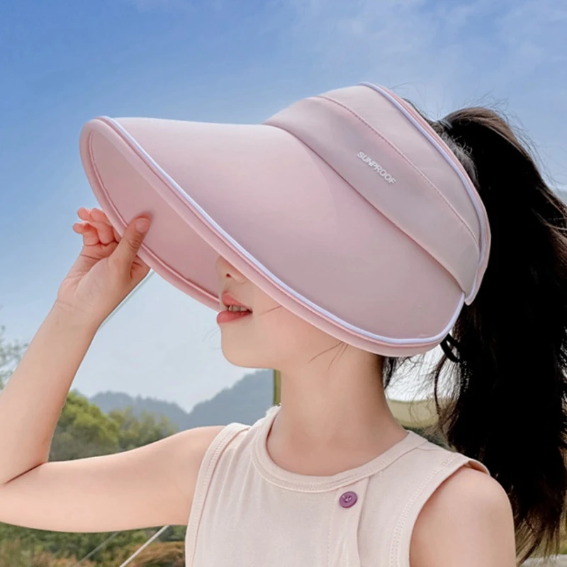 儿童空顶防晒帽女童夏季大帽檐防紫外线宝宝冰丝帽户外出游遮阳帽