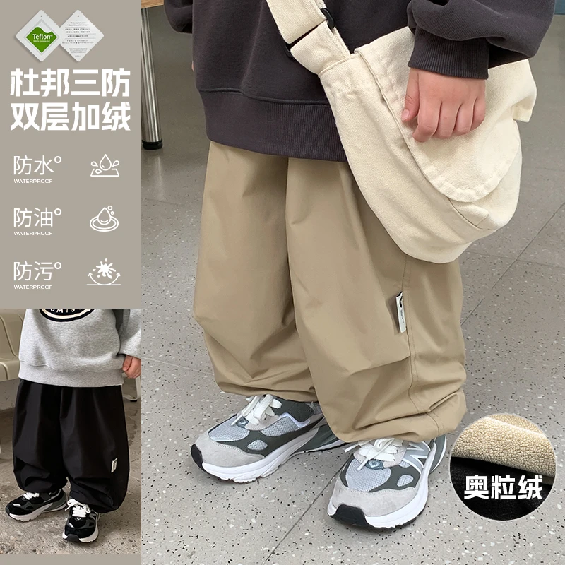 现货【百搭三防】源源家童装男童休闲裤冬1裤子2024加绒长裤男孩