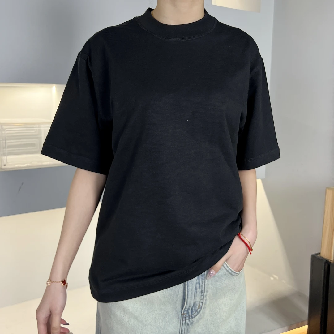 【Ashley】320G竹节棉短袖男夏季透气宽松简约百搭圆领纯色T恤男女