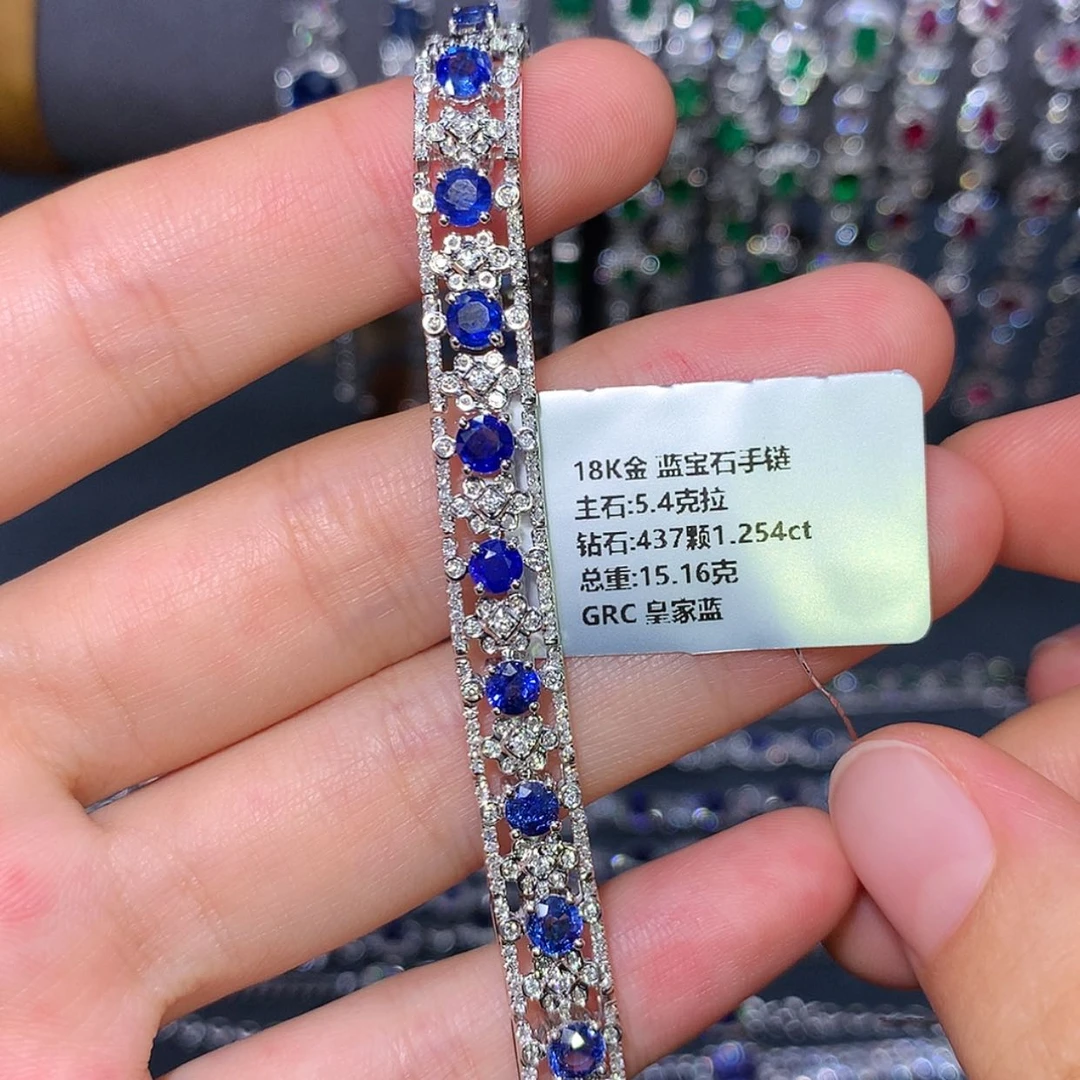 【闪购商品】蓝宝石手链18K金镶嵌