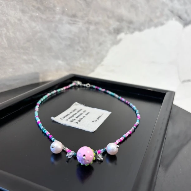 铜合金项链 粉草莓项链XL3163