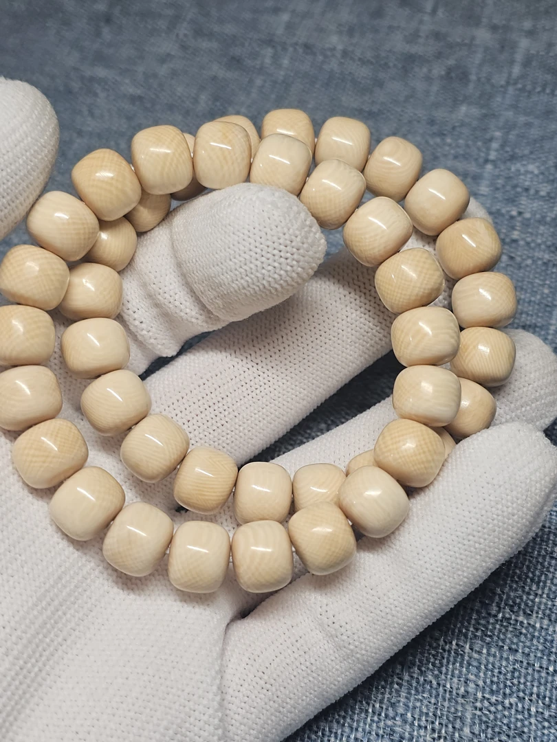 天然猛犸牙9✖️10玉化满纹冰金咖手串