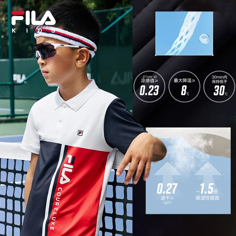 FILA斐乐儿童POLO衫夏季新款网球运动速干欧若风短袖K12B523123
