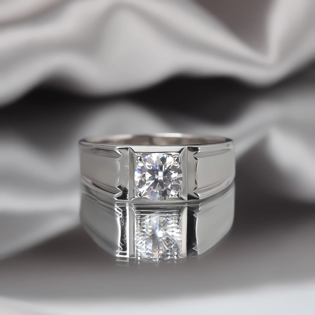 925银莫桑石戒指 1/2克拉（新款喷砂）时尚百搭精致经典气质简约