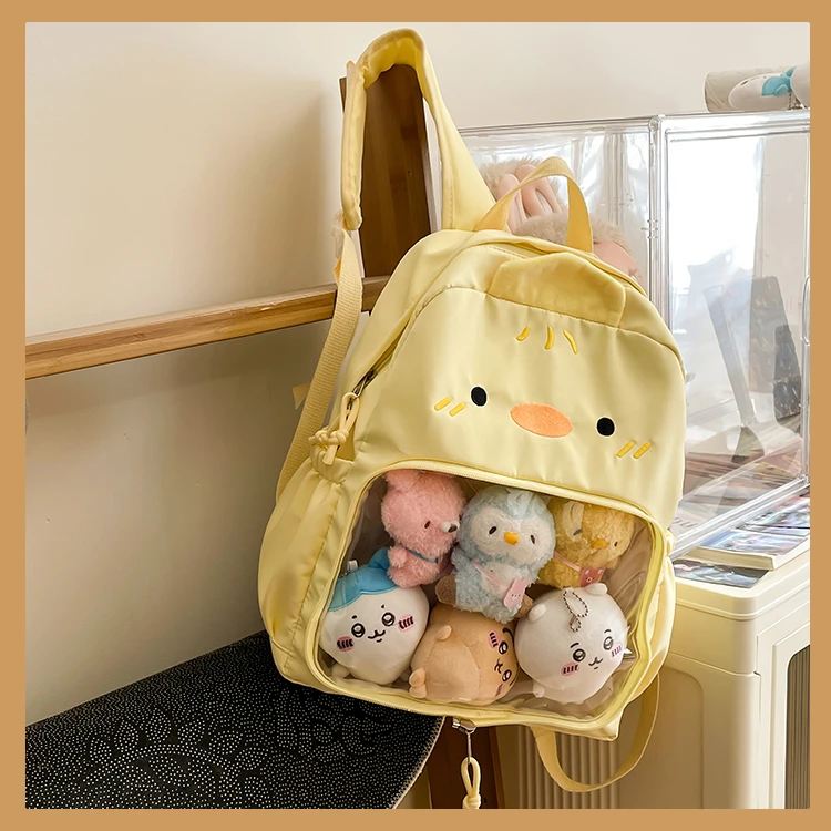 禾果铺子原创透明吧唧痛包双肩背包学院风学生大容量简约女包书包