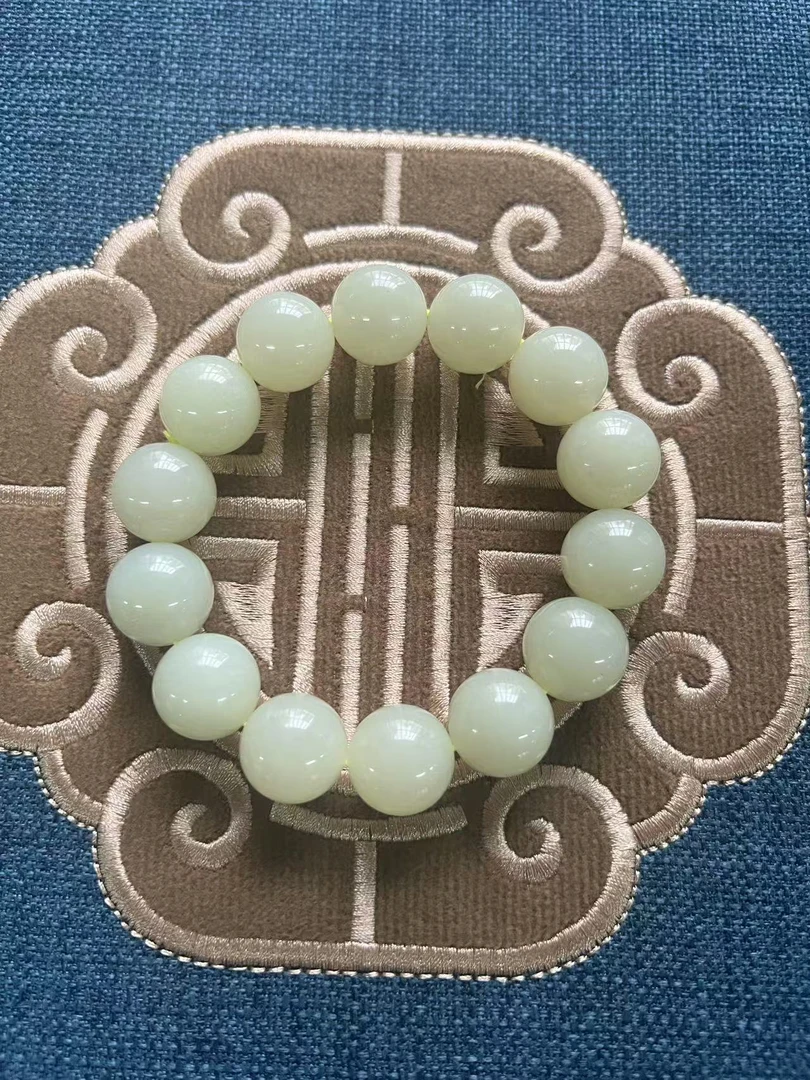 【白海波甄选】JYKZ18301和田玉湖水绿手串1.6