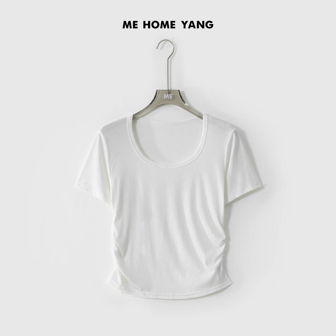 ME【S腰冰感T】抽褶提腰线软糯显瘦舒适时尚百搭短袖T恤MESS3291