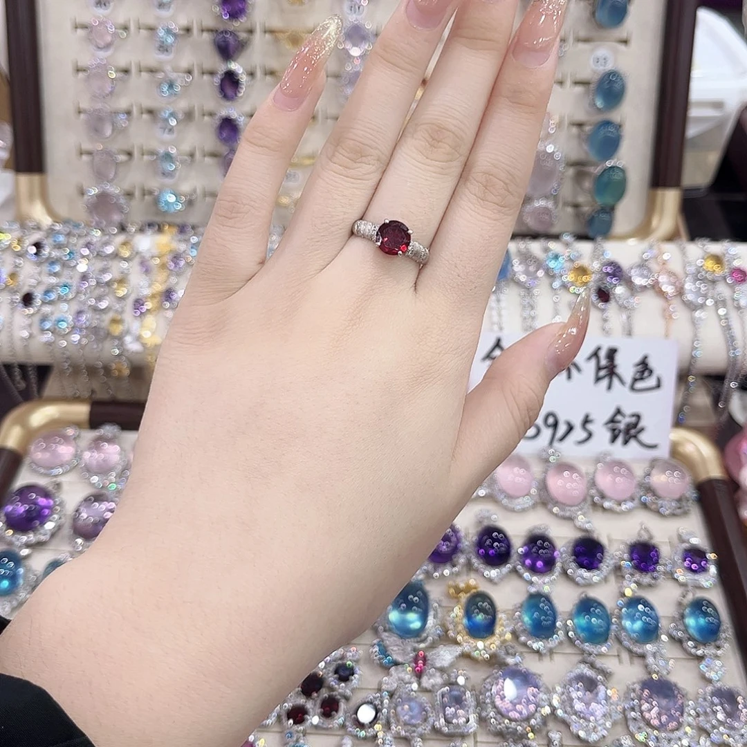 戒指黄晶银S925镶嵌