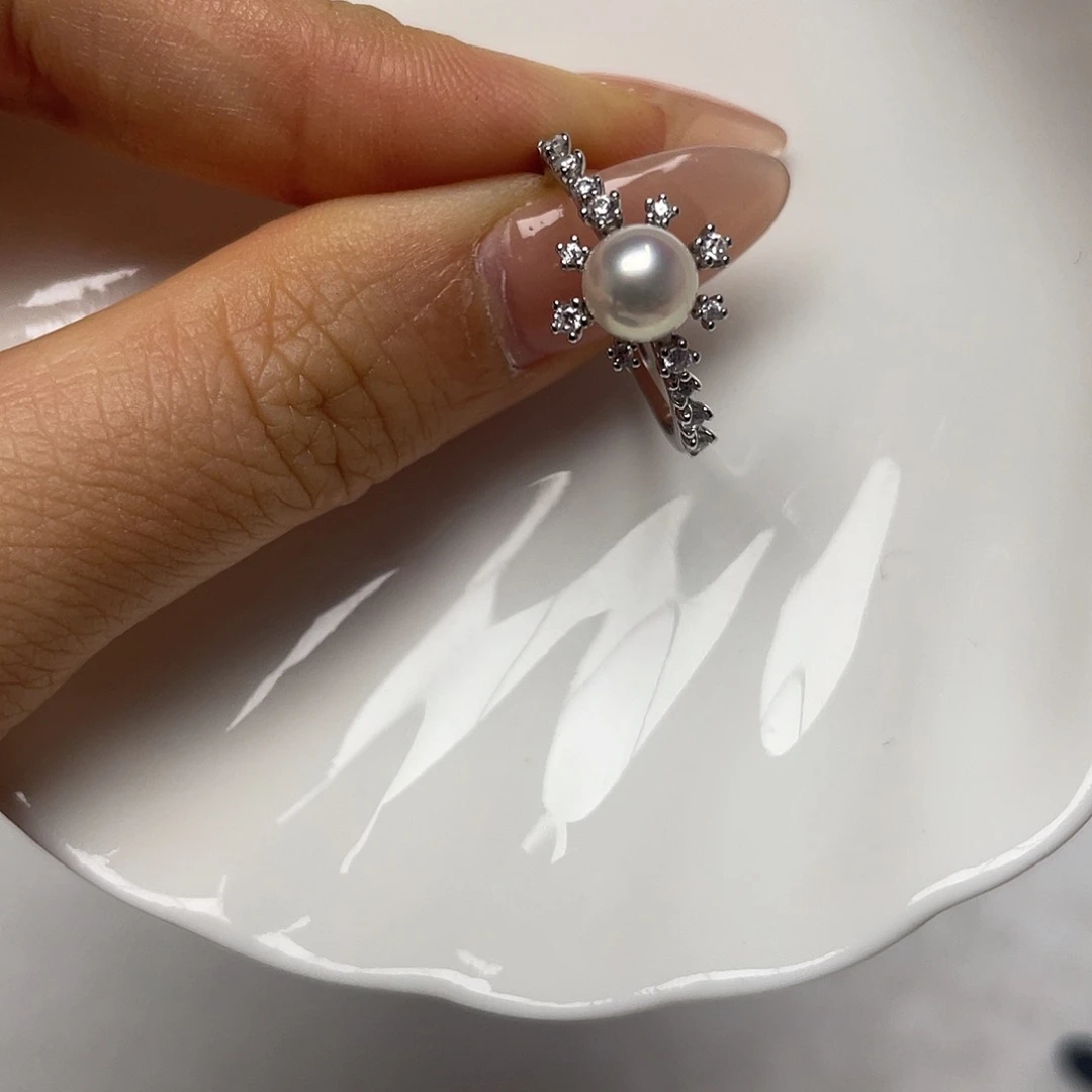 海水珍珠戒指银S925镶嵌