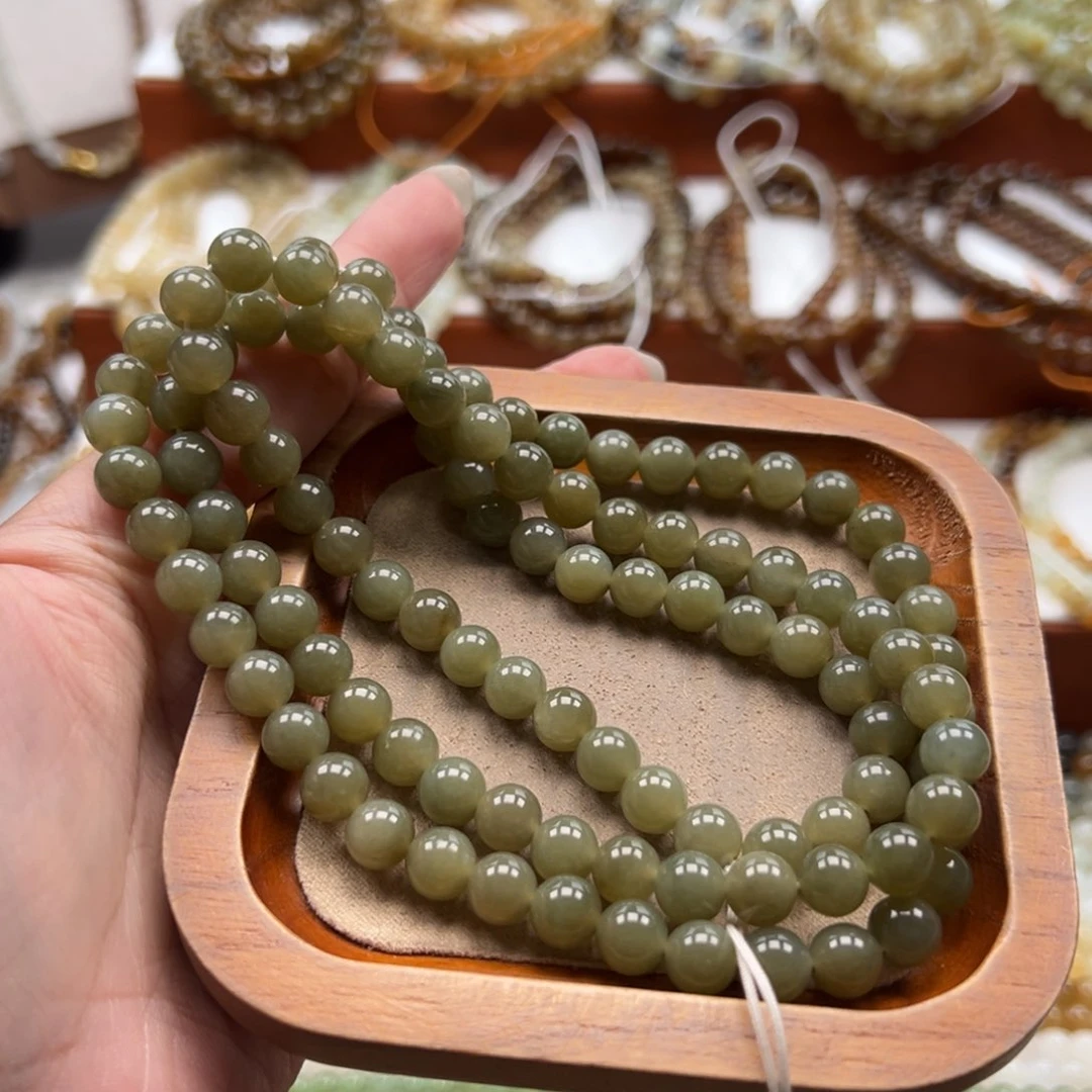 毛衣链未镶嵌和田玉珠串8mm