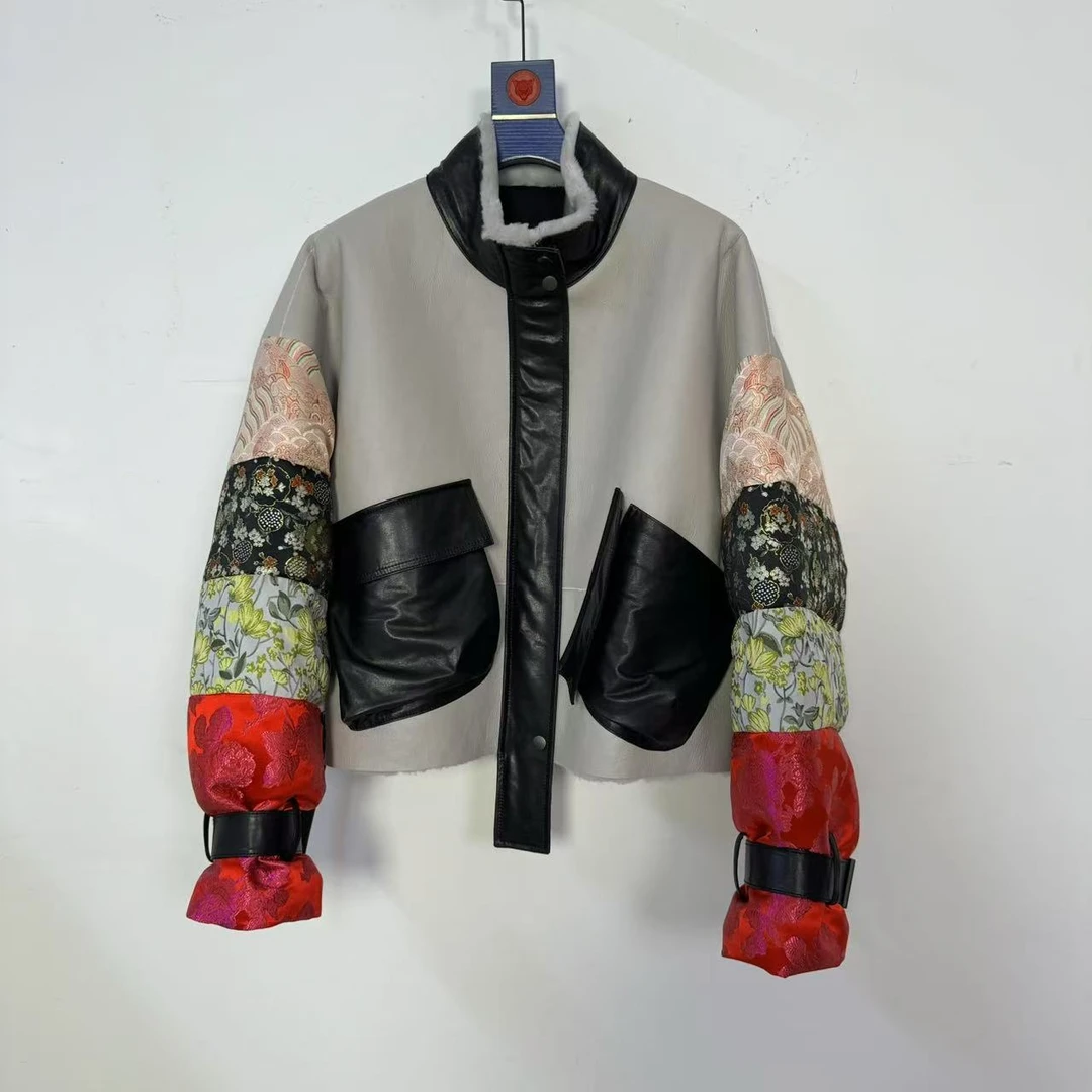 皮毛一体女装美利奴皮草鹅绒短款外套