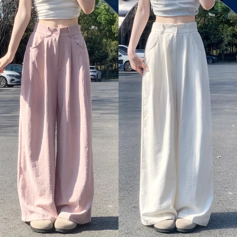 奶油西装裤女2025夏季新款慵懒风休闲百搭奶芙山本裤