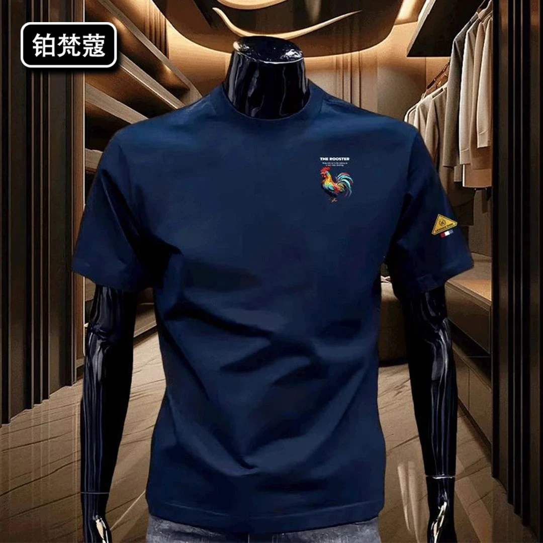 铂梵蔻潮流印花夏季上衣美式休闲圆领纯棉T恤痞帅潮短袖男士百搭