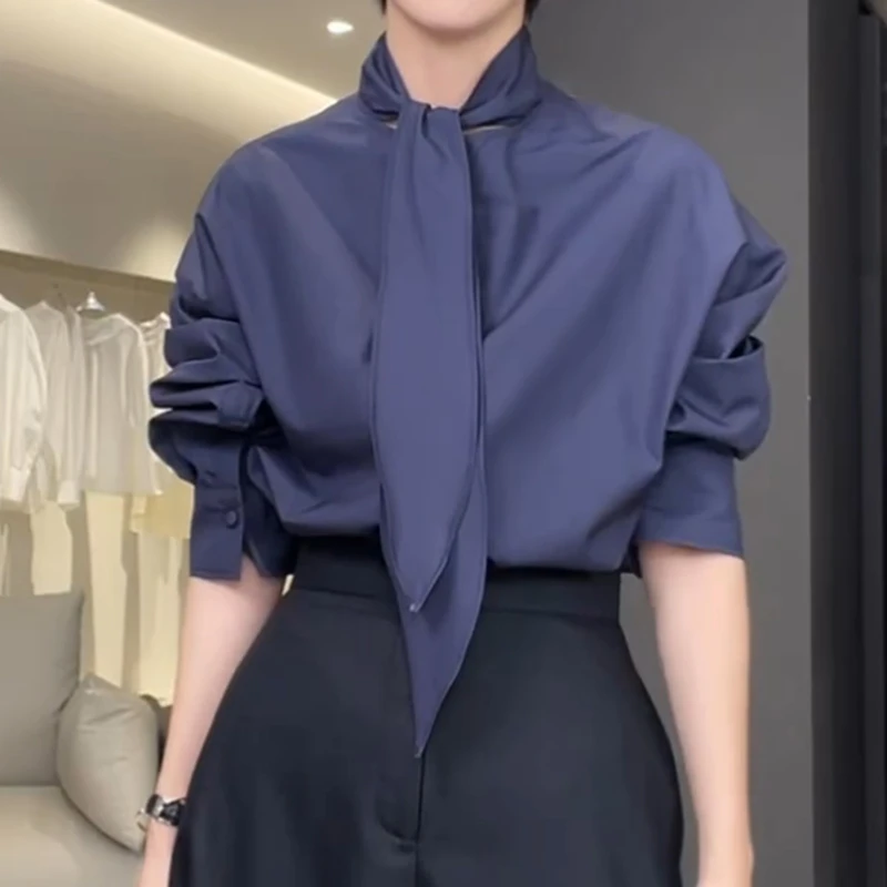 教资通勤百搭纯色衬衫女2025早秋新款显瘦上衣女减龄洋气胖mm大码