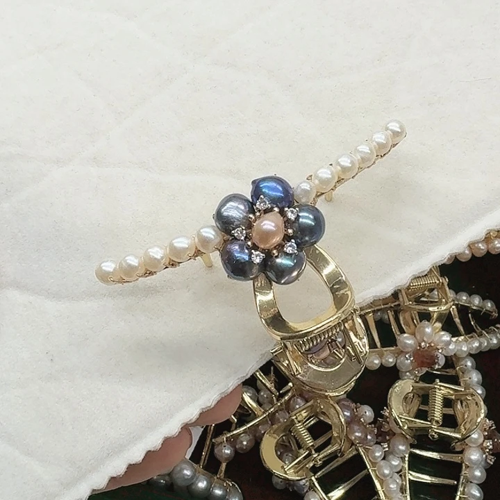 淡水珍珠发饰银S925镶嵌