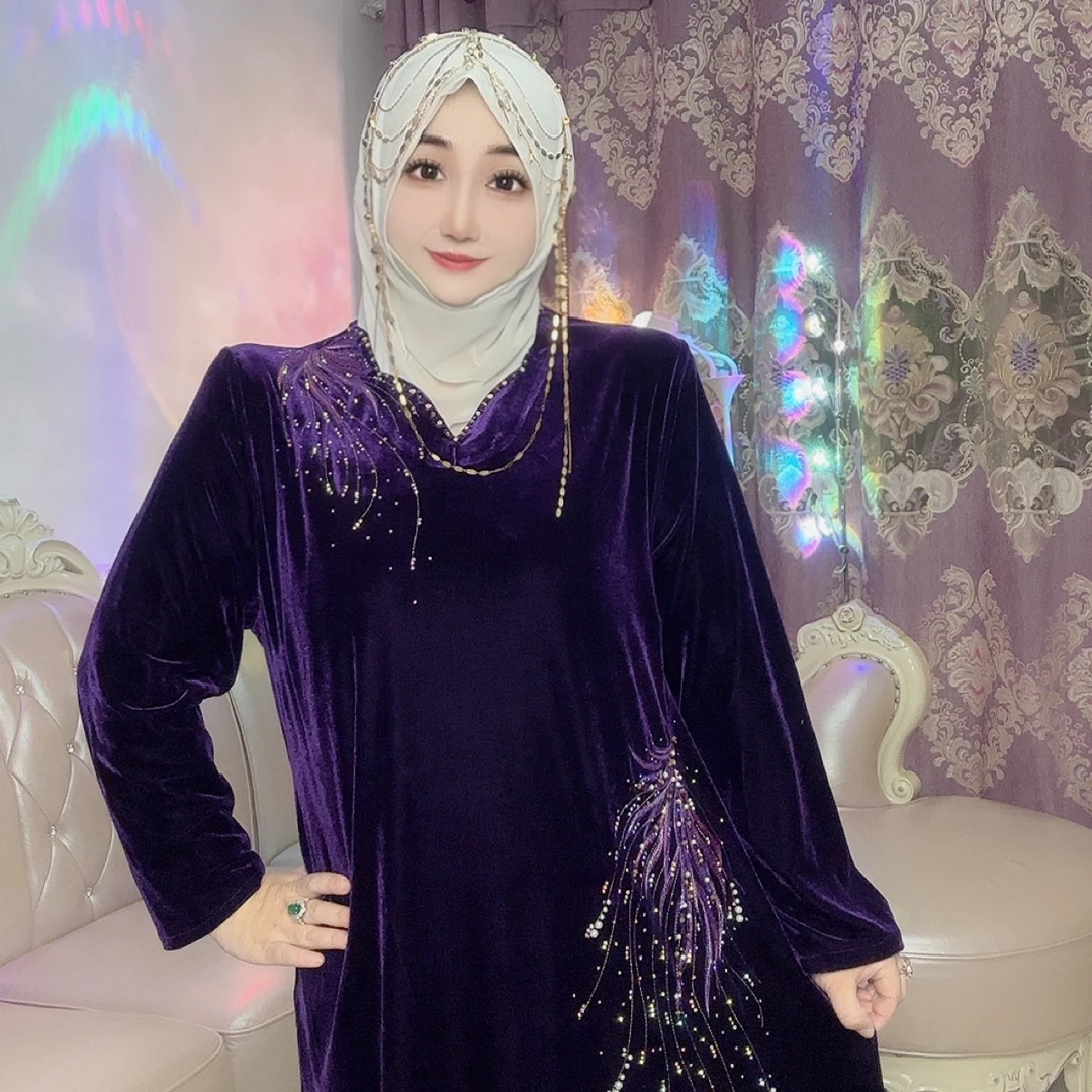 高级重工刺绣丝绒裙