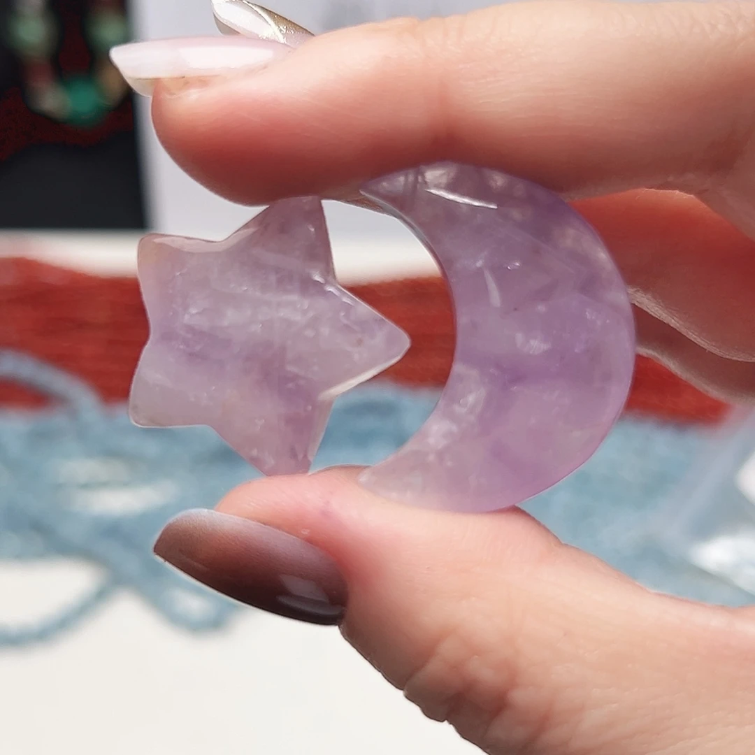 玛瑙/玉髓未镶嵌珠宝半成品t413星月吊坠配饰一对