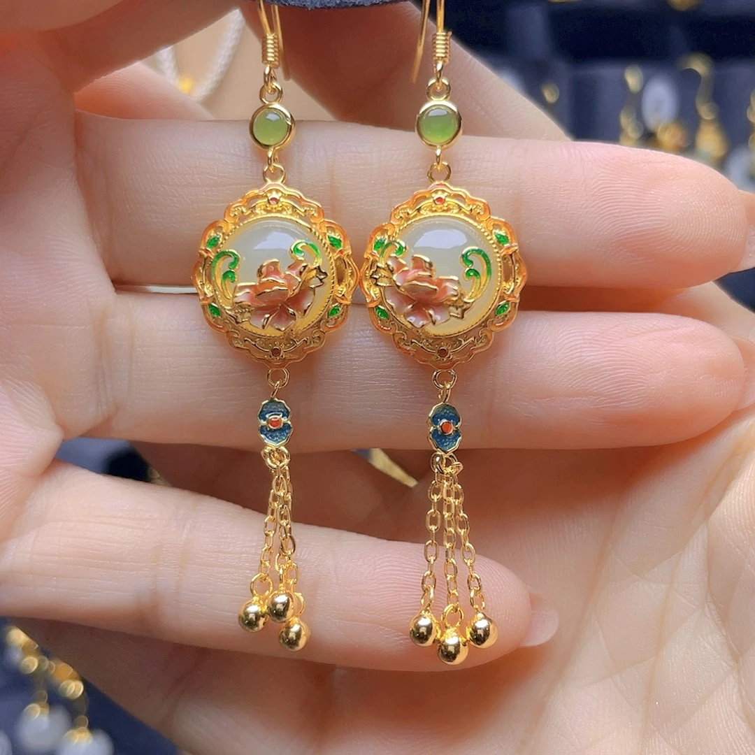 和田玉银S925镀金镶嵌颈饰