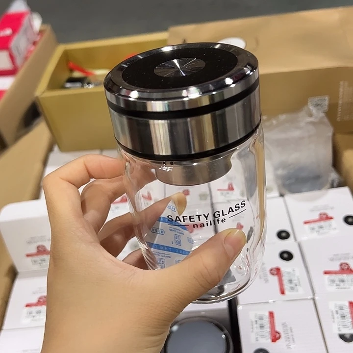 那艾生活单层烫手玻璃杯330黑色玻璃呗