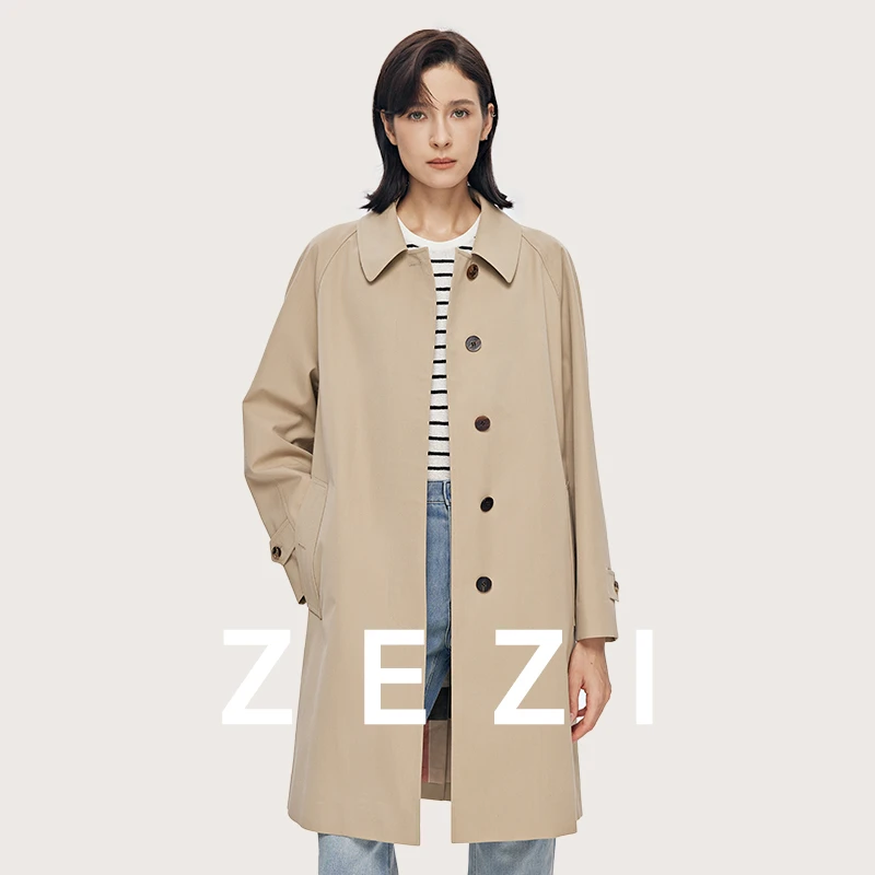 ZEZI【奥赛】【可可专属】春秋羊毛气质风衣百搭通勤中长款Z13B419W