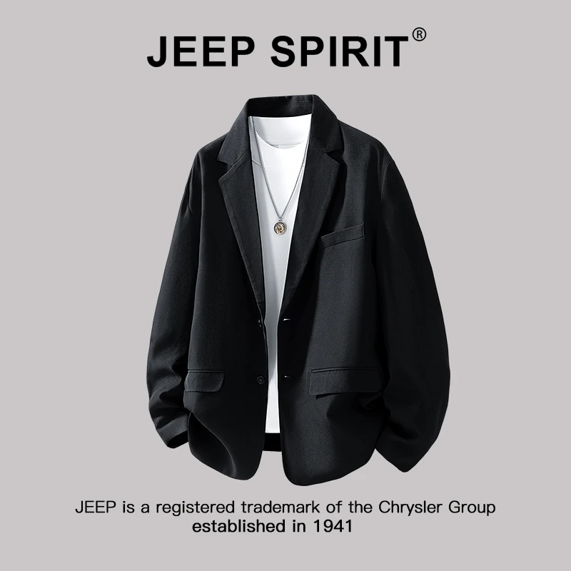 JEEPSPIRIT吉普美式高级感西装外套男款春秋季潮牌宽松休闲小西服