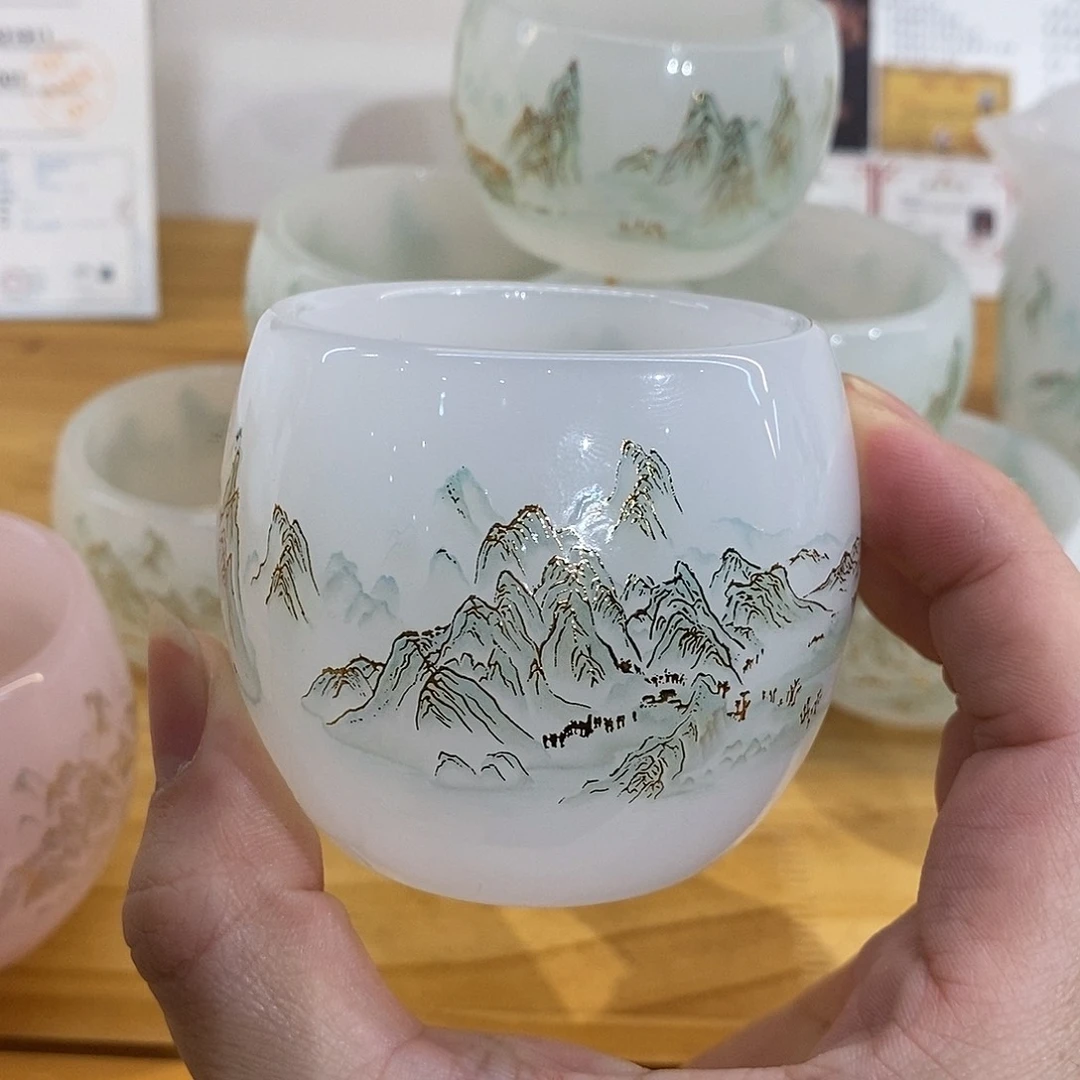 手工艺品琉璃千里江山主人杯