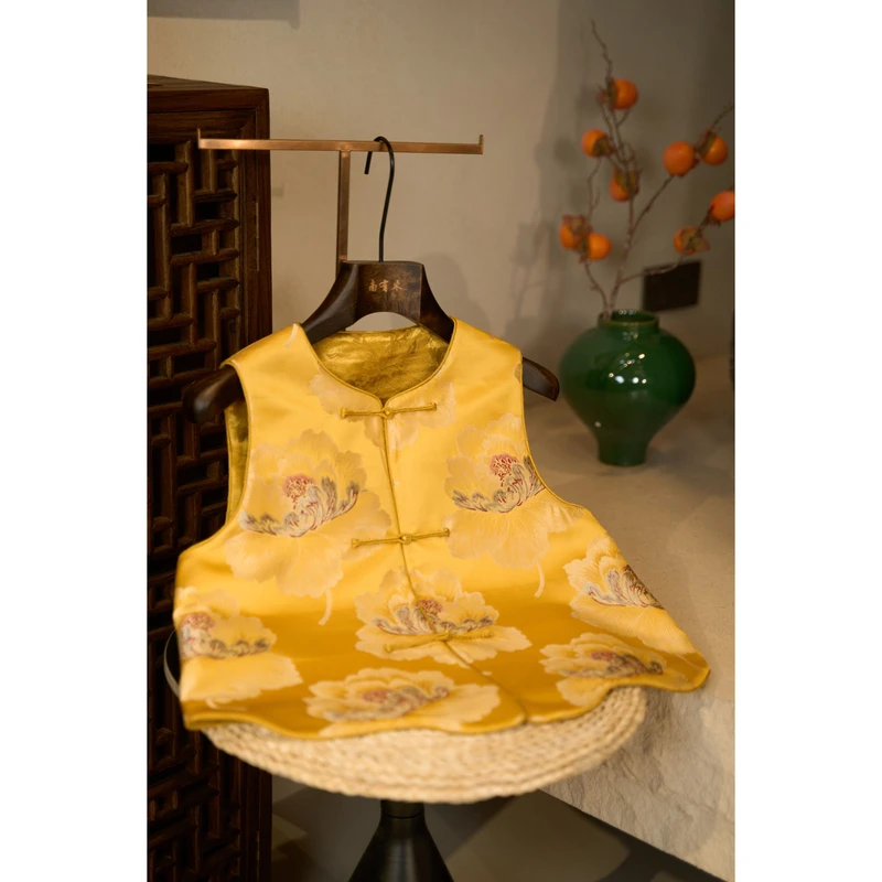 【姚黄牡丹】宽松显瘦优雅轻奢气质印花百搭开衫马甲V25C526