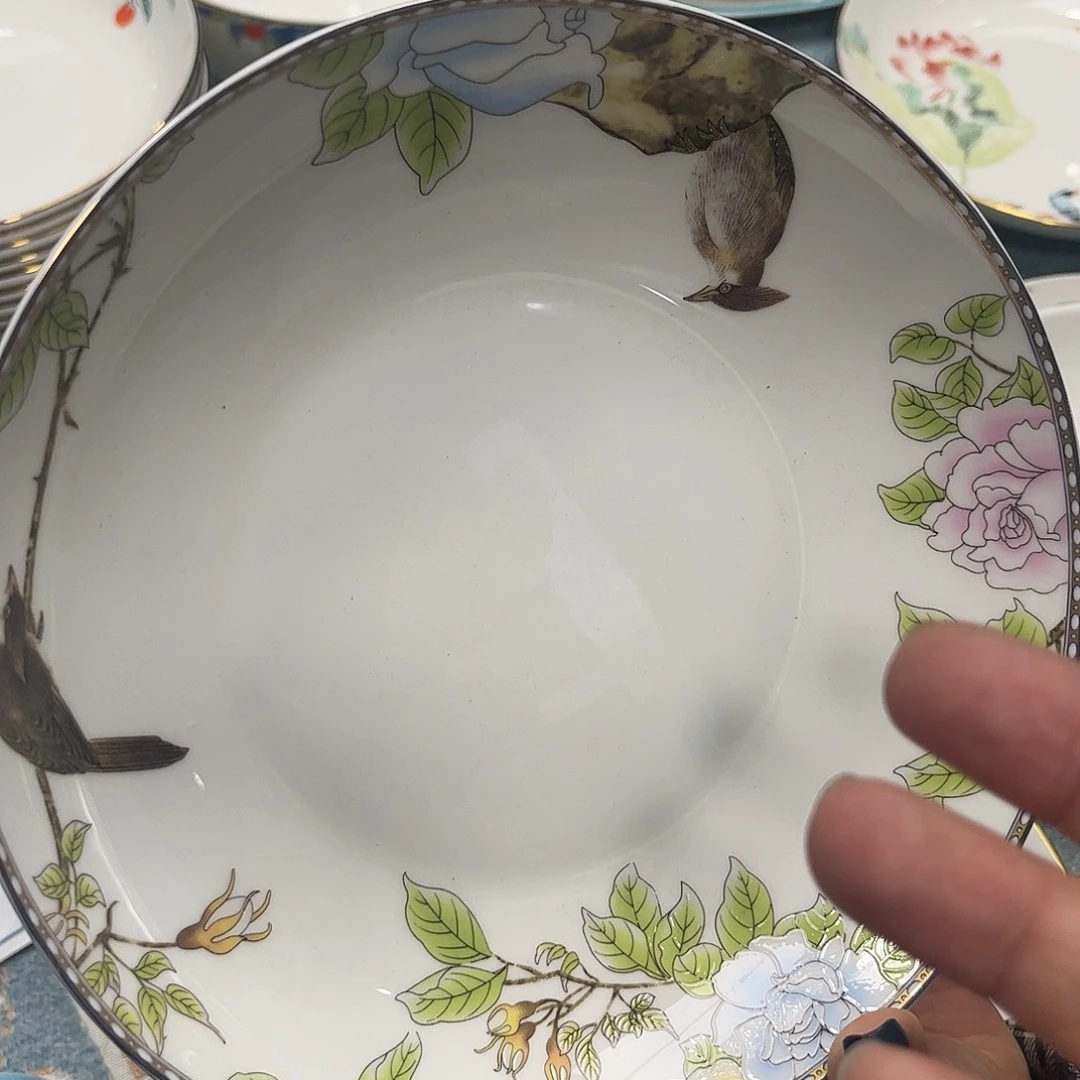 瓷片琴瑟深盘四个微瑕