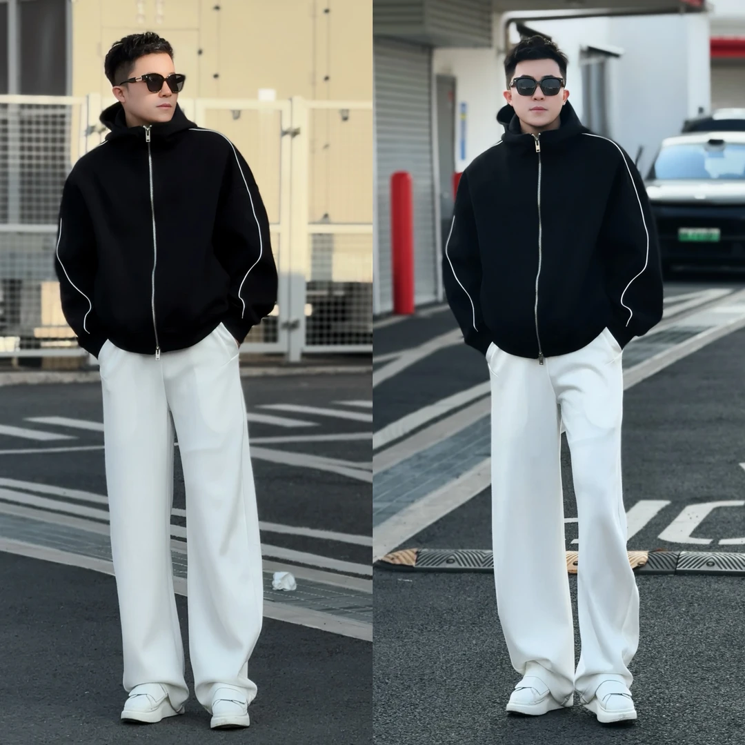 SIIYE私服KOREA25主线拉链连帽卫衣开衫春秋情侣宽松百搭男女短款