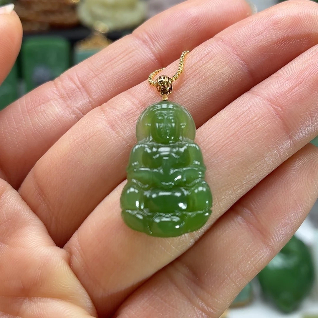 和田玉18K金镶嵌颈饰