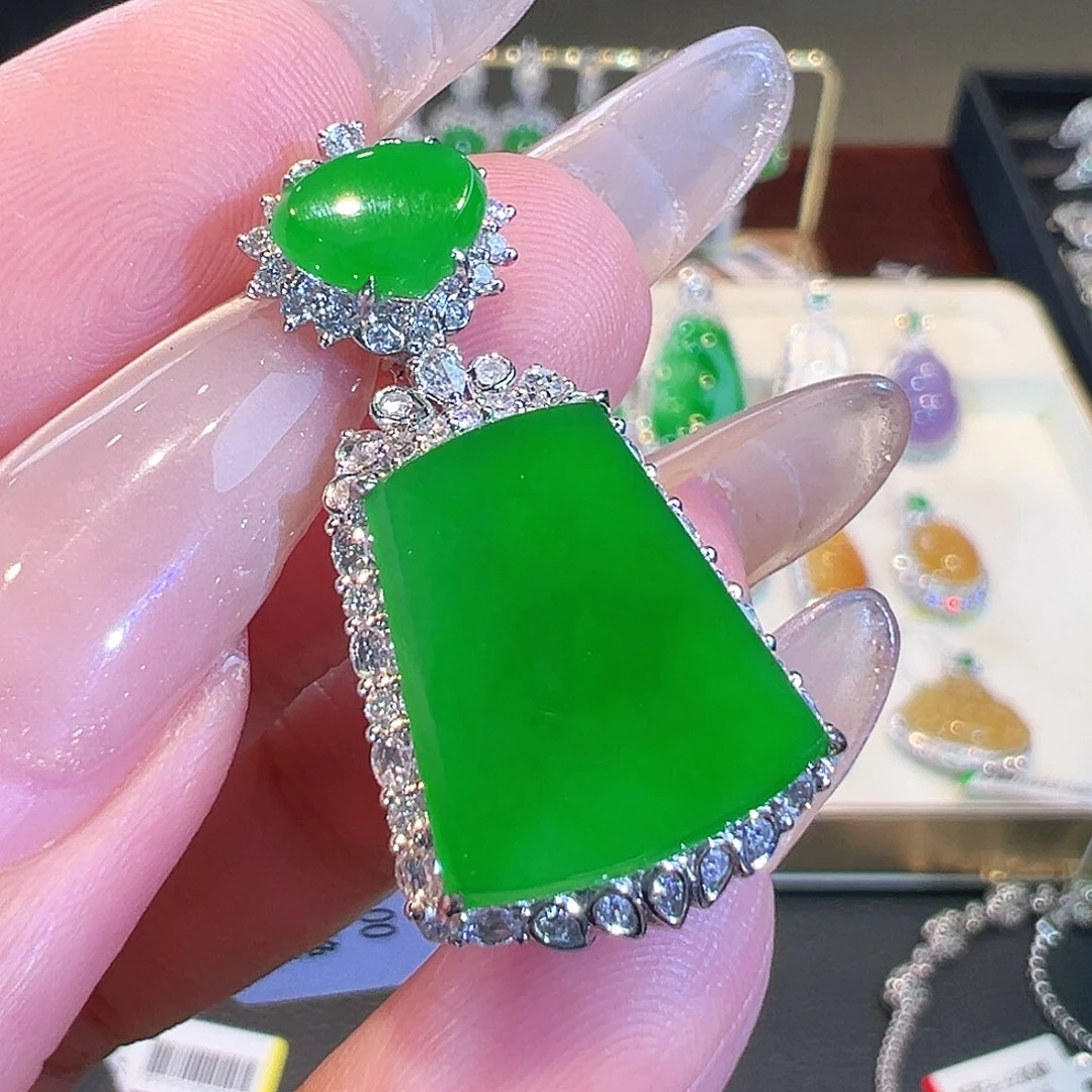 翡翠18K金镶嵌吊坠(不含链)翡翠