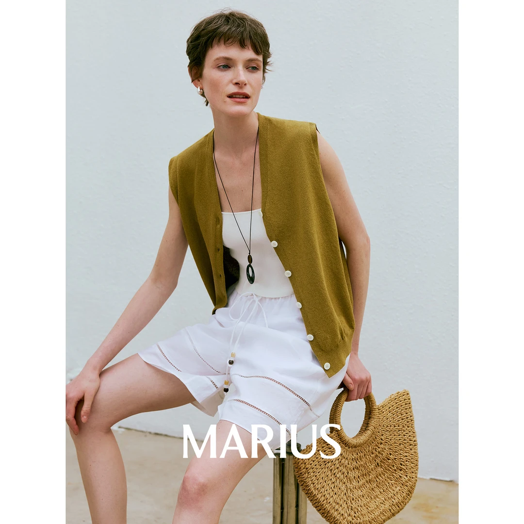 MARIUS丨"冷杉马甲"凉感宽松正肩棉针织背心V领显瘦