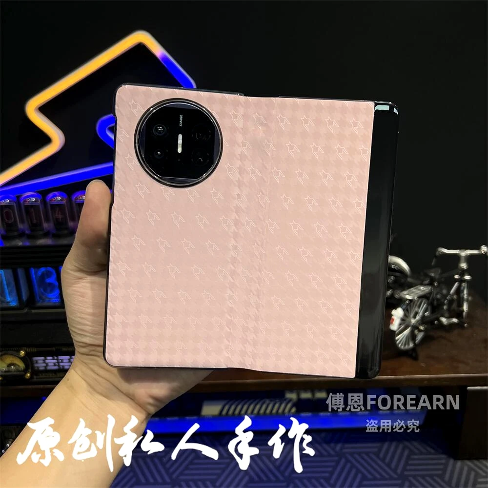 适用于华为matex5手机壳手工定制千鸟格轻奢x5翻盖x3典藏版全包