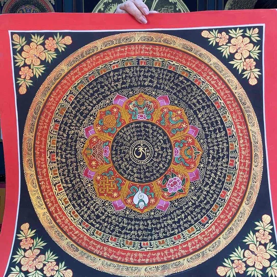 卷轴画50厘米六字真言唐卡