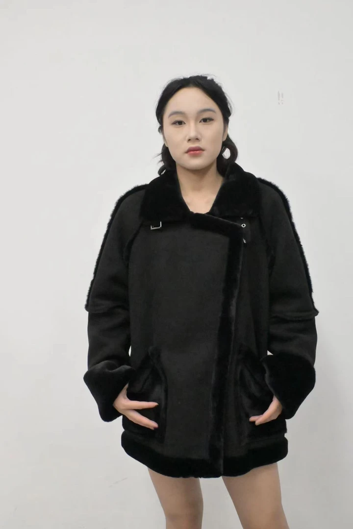 【雪中漫步】气质名媛外套女冬新款大衣纯色中长款毛绒外套25-059