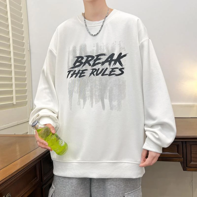 2025春季青少年新款男生圆领卫衣简约休闲字母款百搭长袖打底衫