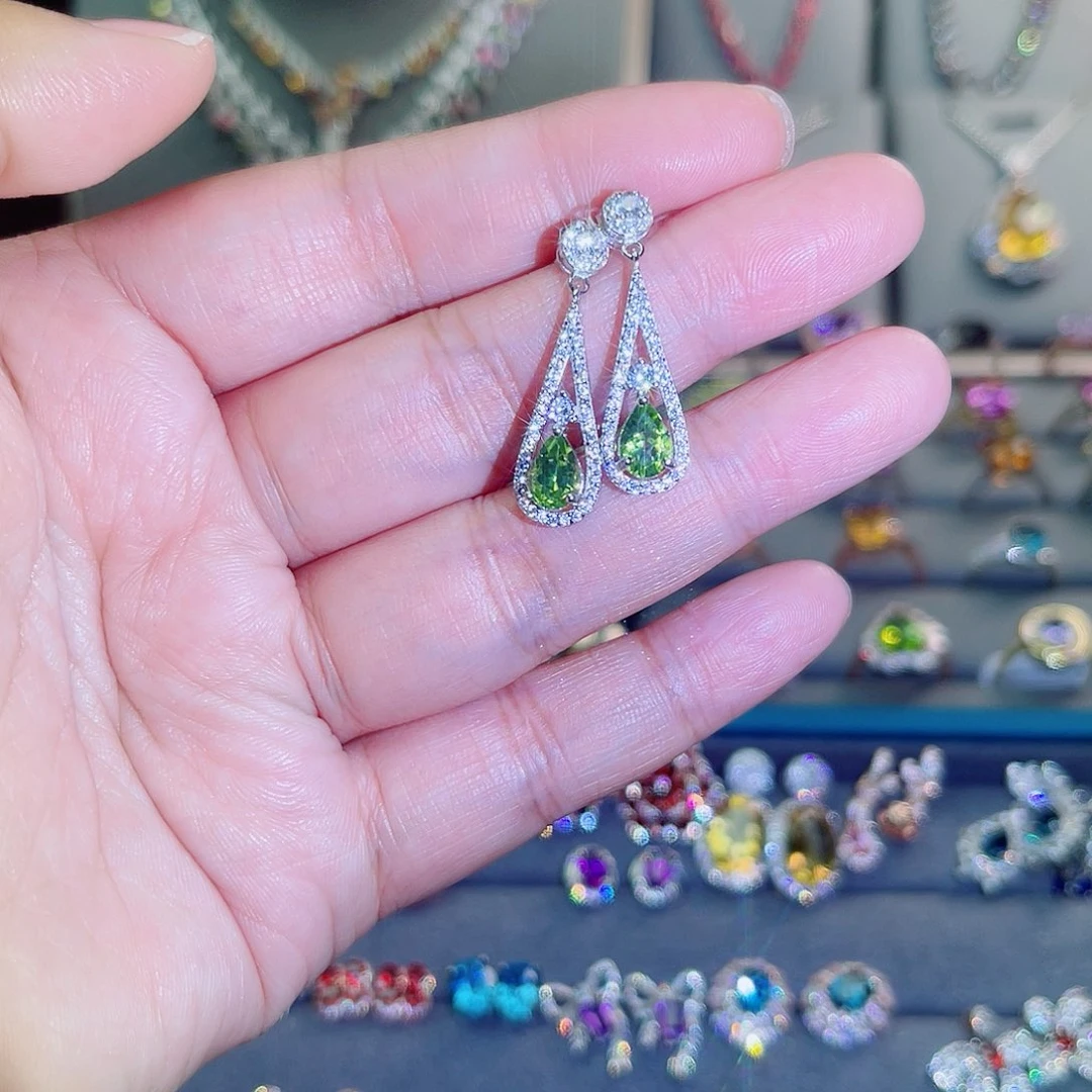 银S925镶嵌耳饰橄榄石