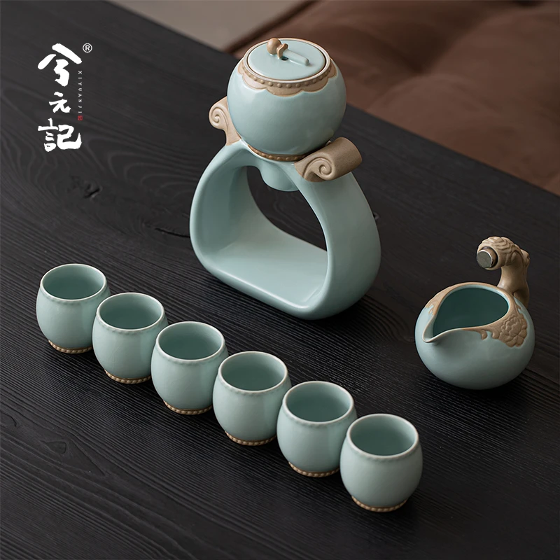 兮元记天青汝窑自动茶具套装2025新款家用高档磁吸泡茶壶懒人神器